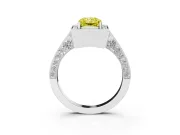 Radiant Cut Milgrain Halo Engagement Ring Setting for a Fancy Yellow Lab-Grown Diamond | Side Stones | White Gold