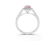 Pear-Shaped Halo Engagement Ring Setting for a Fancy Pink Lab-Grown Diamond | Pave Shoulders | White Gold