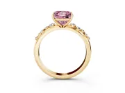 Fancy Pink Princess Cut Diamond Cluster Solitaire Ring Set in Yellow gold with Prong Setting