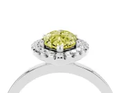 Fancy Yellow Marquise Cut Diamond Halo Solitaire Ring Set in Platinum with Pavé Band and Prong Setting