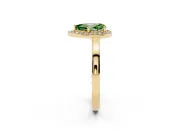 Pear-Shaped Thin Halo Engagement Ring Setting for a Fancy Green Lab-Grown Diamond | Slim Plain Band | Yellow Gold
