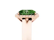 Radiant Cut Knife-Edge Halo Engagement Ring Setting for a Fancy Green Lab-Grown Diamond | Rose Gold