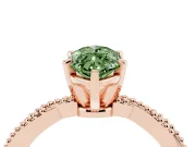 Fancy Green Marquise Cut Diamond Solitaire Ring Set in Rose gold with Twisted Band and Bead Prong Setting