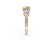 Round Three Stone Engagement Ring Setting for a Fancy Yellow Lab-Grown Diamond | Tapered Pave Band | Rose Gold