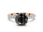 Round Hidden Halo Solitaire Engagement Ring Setting for a Black Center | Pavé Band | Rose Gold