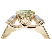 Heart-Shaped Three Stone Engagement Ring Setting for a Fancy Yellow Lab-Grown Diamond | Tapered Band | Yellow Gold