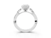 Asscher Cut Floral Vine Engagement Ring Setting | White Gold