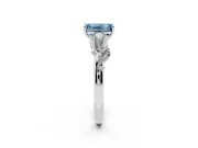 Emerald Cut Leaf Solitaire Engagement Ring Setting for a Fancy Blue Lab-Grown Diamond | Sterling Silver