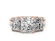 Radiant Cut Three Stone Engagement Ring Setting | Large Side Stones | Rose Gold