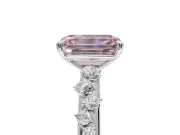 Emerald Cut Graduated Solitaire Engagement Ring Setting for a Fancy Pink Lab-Grown Diamond | Platinum