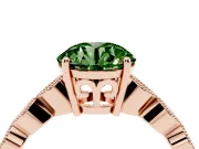 Round Milgrain Solitaire Engagement Ring Setting for a Fancy Green Lab-Grown Diamond | Rose Gold