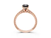 Radiant Cut Engraved Solitaire Engagement Ring Setting for a Black Center | Rose Gold