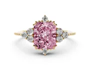 Radiant Cut Cluster Engagement Ring Setting for a Fancy Pink Lab-Grown Diamond | Yellow Gold