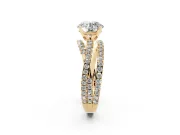 Round Twisted Pavé Solitaire Engagement Ring Setting | Three-Strand Band | Yellow Gold