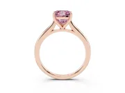 Fancy Pink Princess Cut Diamond Solitaire Ring Set in Rose gold with Cathedral Band and Prong Setting