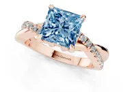Princess Cut Twist Engagement Ring Setting for a Fancy Blue Lab-Grown Diamond | Rose Gold