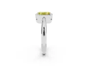 Emerald Cut Halo Engagement Ring Setting for a Fancy Yellow Lab-Grown Diamond | Plain Tapered Band | Sterling Silver