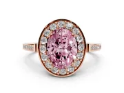 Oval Halo Engagement Ring Setting for a Fancy Pink Lab-Grown Diamond | Polished Halo Rim | Rose Gold
