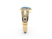 Pear-Shaped Halo Engagement Ring Setting for a Fancy Blue Lab-Grown Diamond | Two-Row Pave Split Shank | Yellow Gold