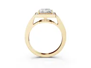 Princess Cut Diamond Halo Pavé Engagement Ring Set in Yellow gold with Bezel Setting