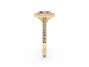 Asscher Cut Vintage Milgrain Halo Engagement Ring Setting for a Fancy Pink Lab-Grown Diamond | Bezel Head | Yellow Gold