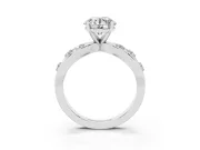 Round Open Loop Engagement Ring Setting | Scattered Accents | Sterling Silver