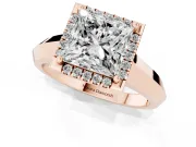 Princess Cut Halo Engagement Ring Setting | Knife-Edge Band | Rose Gold