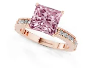 Princess Cut Vintage Pavé Engagement Ring Setting for a Fancy Pink Lab-Grown Diamond | Rose Gold