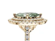 Fancy Green Marquise Lab-Grown Diamond Double Halo Statement Ring Set in Yellow Gold with Pavé Band