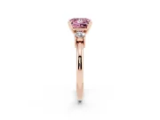Princess Cut Three Stone Engagement Ring Setting for a Fancy Pink Lab-Grown Diamond | Round Side Stones | Rose Gold