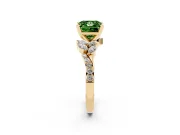 Fancy Green Princess Cut Diamond Solitaire Ring Set in Yellow gold with Marquise Twist Band and Prong Setting