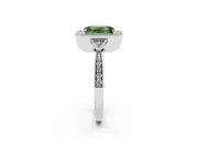 Emerald Cut Milgrain Halo Engagement Ring Setting for a Fancy Green Lab-Grown Diamond | Graduated Pavé | White Gold
