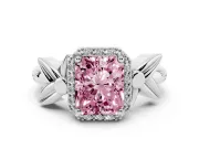 Radiant Cut Floral Halo Engagement Ring Setting for a Fancy Pink Lab-Grown Diamond | Sterling Silver