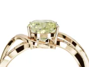 Cushion Cut Bypass Solitaire Engagement Ring Setting for a Fancy Yellow Lab-Grown Diamond | Pavé Strands | Yellow Gold