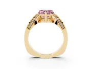 Heart-Shaped Bypass Solitaire Engagement Ring Setting for a Fancy Pink Lab-Grown Diamond | Pavé Ribbon | Yellow Gold