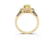 Pear-Shaped Hidden Halo Three Stone Engagement Ring Setting for a Fancy Yellow Lab-Grown Diamond | Yellow Gold
