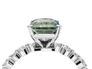 Radiant Cut Pavé Solitaire Engagement Ring Setting for a Fancy Green Lab-Grown Diamond | Alternating Accents | Platinum
