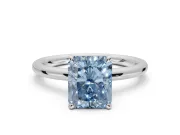 Radiant Cut Hidden Halo Ring Setting for a Fancy Blue Lab-Grown Diamond | Platinum