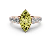 Marquise Graduated Side Stone Engagement Ring Setting for a Fancy Yellow Lab-Grown Diamond | Flat Top Band | Rose Gold
