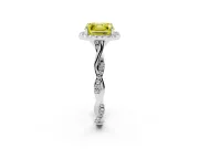 Asscher Cut Halo Engagement Ring Setting for a Fancy Yellow Lab-Grown Diamond | Pavé Twist Band | Sterling Silver