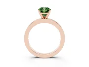 Fancy Green Cushion Cut Diamond Solitaire Ring Set in Rose gold with Channel-Set Baguette Band and Prong Setting