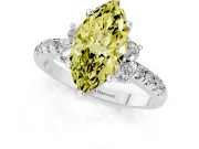 Marquise Side Stone Engagement Ring Setting for a Fancy Yellow Lab-Grown Diamond | Pave Band | White Gold