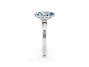 Fancy Blue Three-Stone Marquise Cut Diamond Ring Set in Silver with Prong Setting and Plain Band