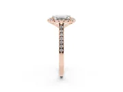 Emerald Cut Halo Engagement Ring Setting | Tapered Band | Rose Gold