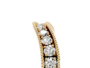 Round Diamond Contour Wedding Band Set in Yellow gold with Milgrain Pavé Setting
