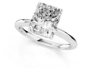 Radiant Cut Micro-Prong Hidden Halo Engagement Ring Setting | Plain Band | Sterling Silver