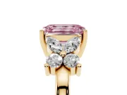 Emerald Cut Floral Engagement Ring Setting for a Fancy Pink Lab-Grown Diamond | Yellow Gold