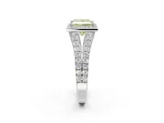 Princess Cut Halo Pavé Engagement Ring Setting for a Fancy Yellow Lab-Grown Diamond | Narrow Split Shank | White Gold