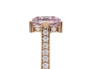 Asscher Cut Vintage Cathedral Engagement Ring Setting for a Fancy Pink Lab-Grown Diamond | Carved Band | Rose Gold