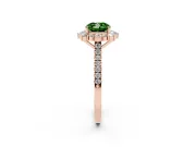 Cushion Cut Scalloped Halo Engagement Ring Setting for a Fancy Green Lab-Grown Diamond | Single Row Pave | Rose Gold